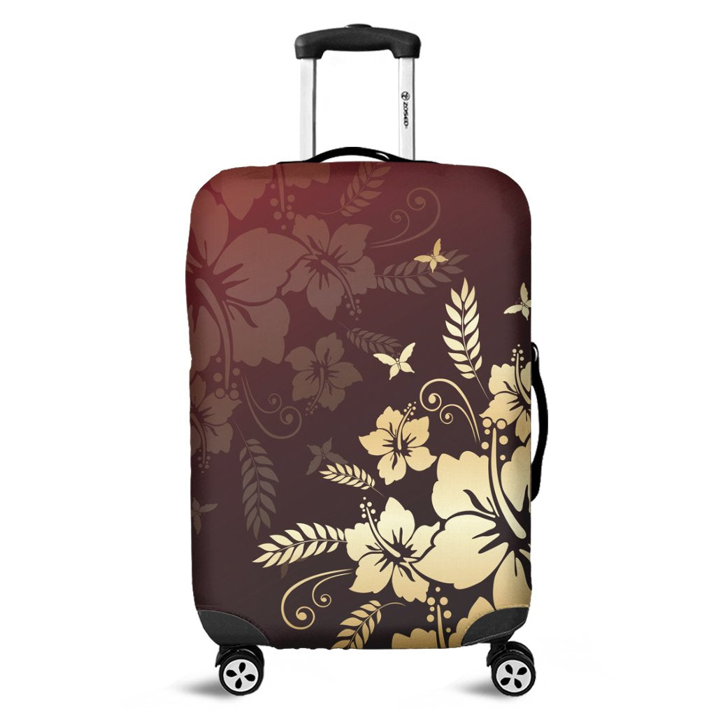 Hawaiian Golden Hibiscus Butterfly Polynesian Luggage Covers - AH Black - Polynesian Pride