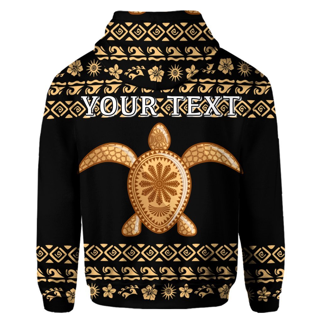 Custom Hawaiian Golden Turtle Hibiscus Plumeria Polynesian Hoodie - Polynesian Pride