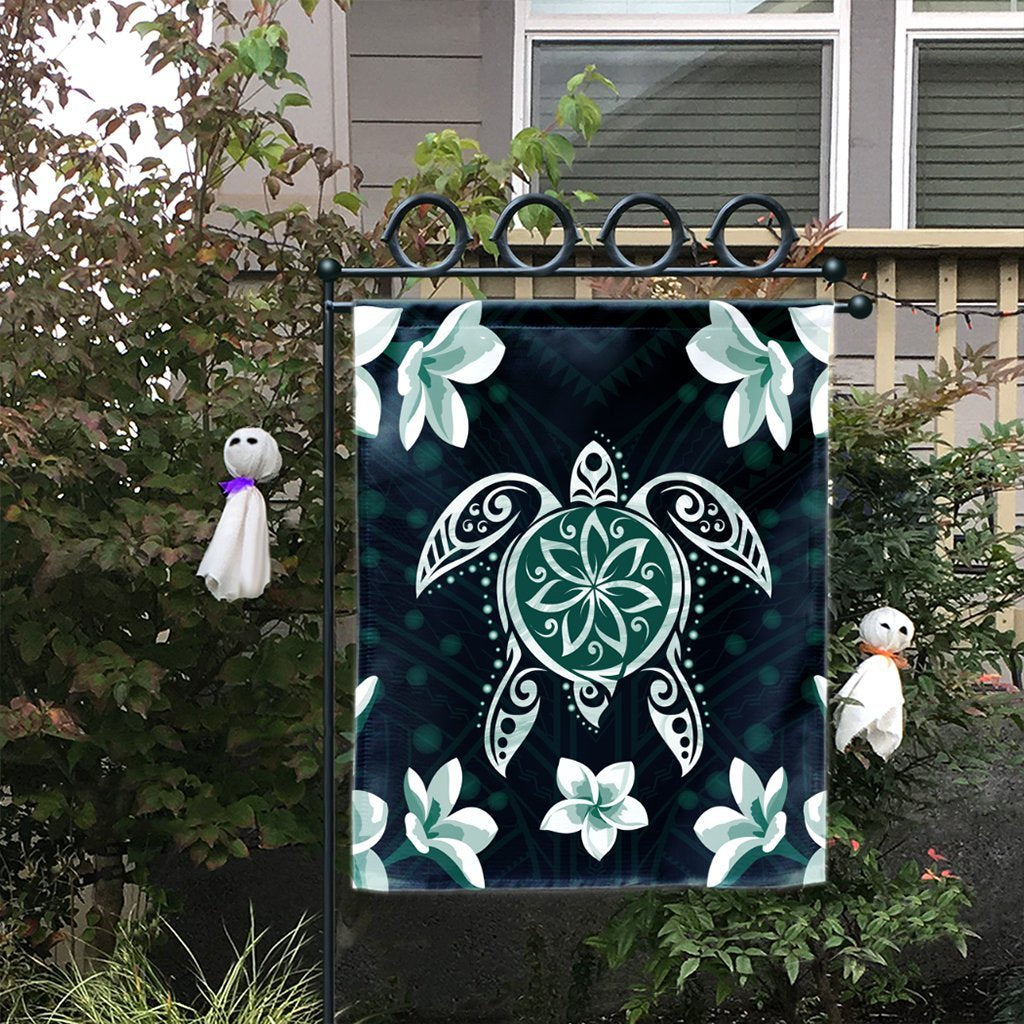 Hawaiian Greenie Turtle Plumeria Flag AH - Polynesian Pride