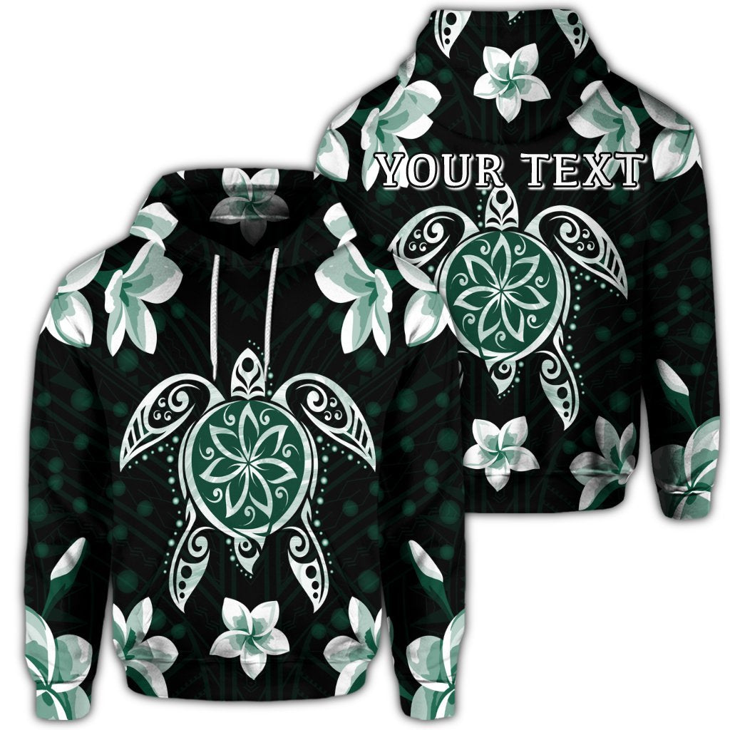 Custom Hawaiian Greenie Turtle Plumeria Hoodie Unisex Art - Polynesian Pride