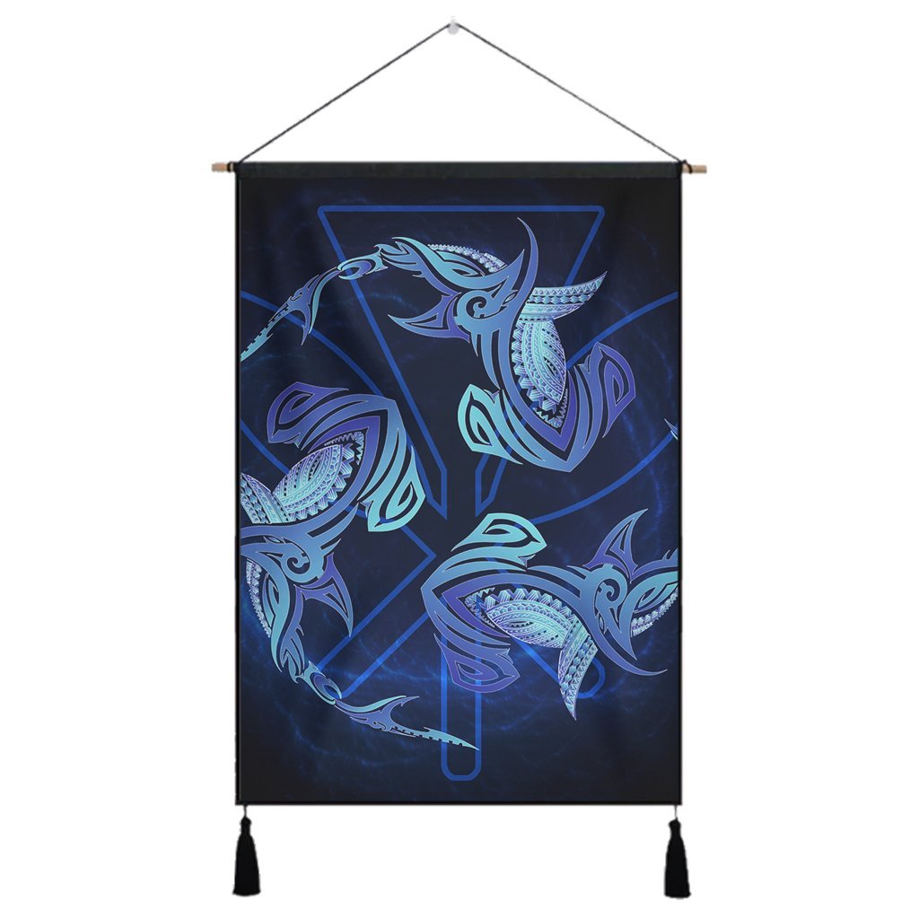 Hawaiian Hammerhead Shark Kanaka Galaxy Polynesian Hanging Poster - AH Hanging Poster Cotton And Linen - Polynesian Pride