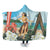 Hawaiian Hibiscus Aloha Hula Girl Dance On The Beach Hooded Blanket - AH Hooded Blanket White - Polynesian Pride