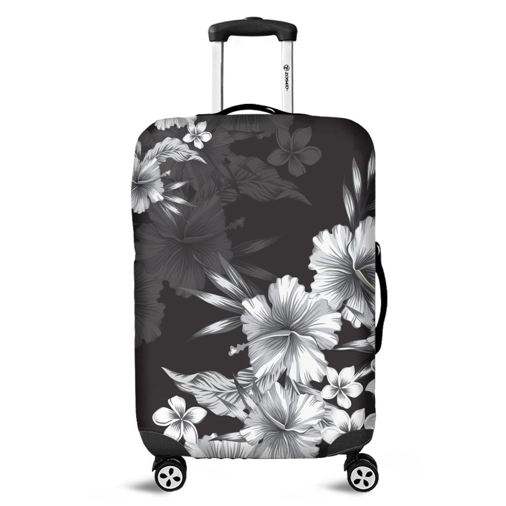 Hawaiian Hibiscus Black And White Polynesian Luggage Covers - AH Black - Polynesian Pride