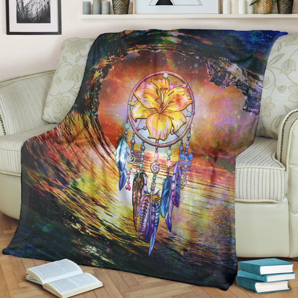 Hawaiian Hibiscus Dreamcatcher Wales Night Premium Blankets - AH - Polynesian Pride