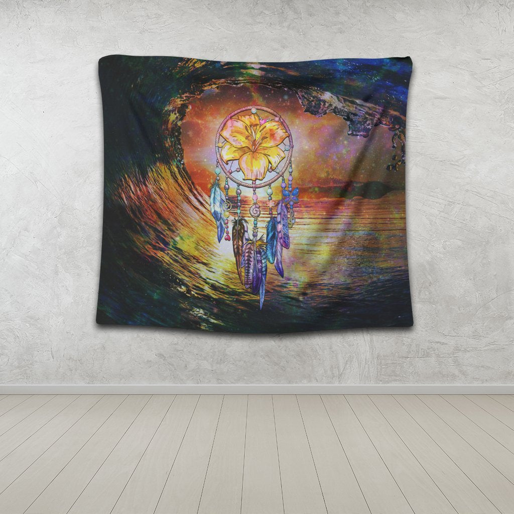 Hawaiian Hibiscus Dreamcatcher Wales Night Tapestry - AH - Polynesian Pride