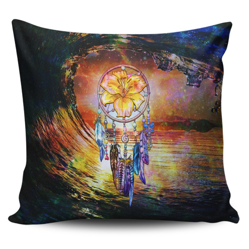 Hawaiian Hibiscus Dreamcatcher Wales Night Pillow Covers - AH Pillow Covers Black - Polynesian Pride