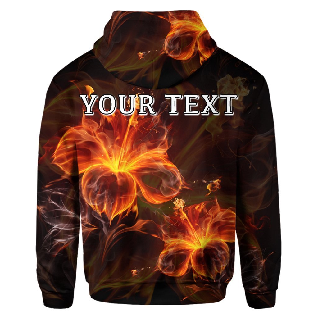Custom Hawaiian Hibiscus Fire Polynesian Hoodie - Polynesian Pride