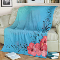 Hawaiian Hibiscus Flower Red Premium Blankets - AH - AH - Polynesian Pride