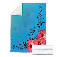 Hawaiian Hibiscus Flower Red Premium Blankets - AH - AH - Polynesian Pride