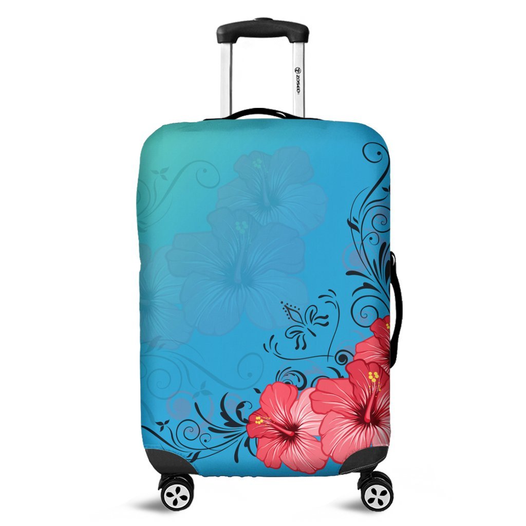 Hawaiian Hibiscus Flower Red Luggage Covers - AH - AH Black - Polynesian Pride