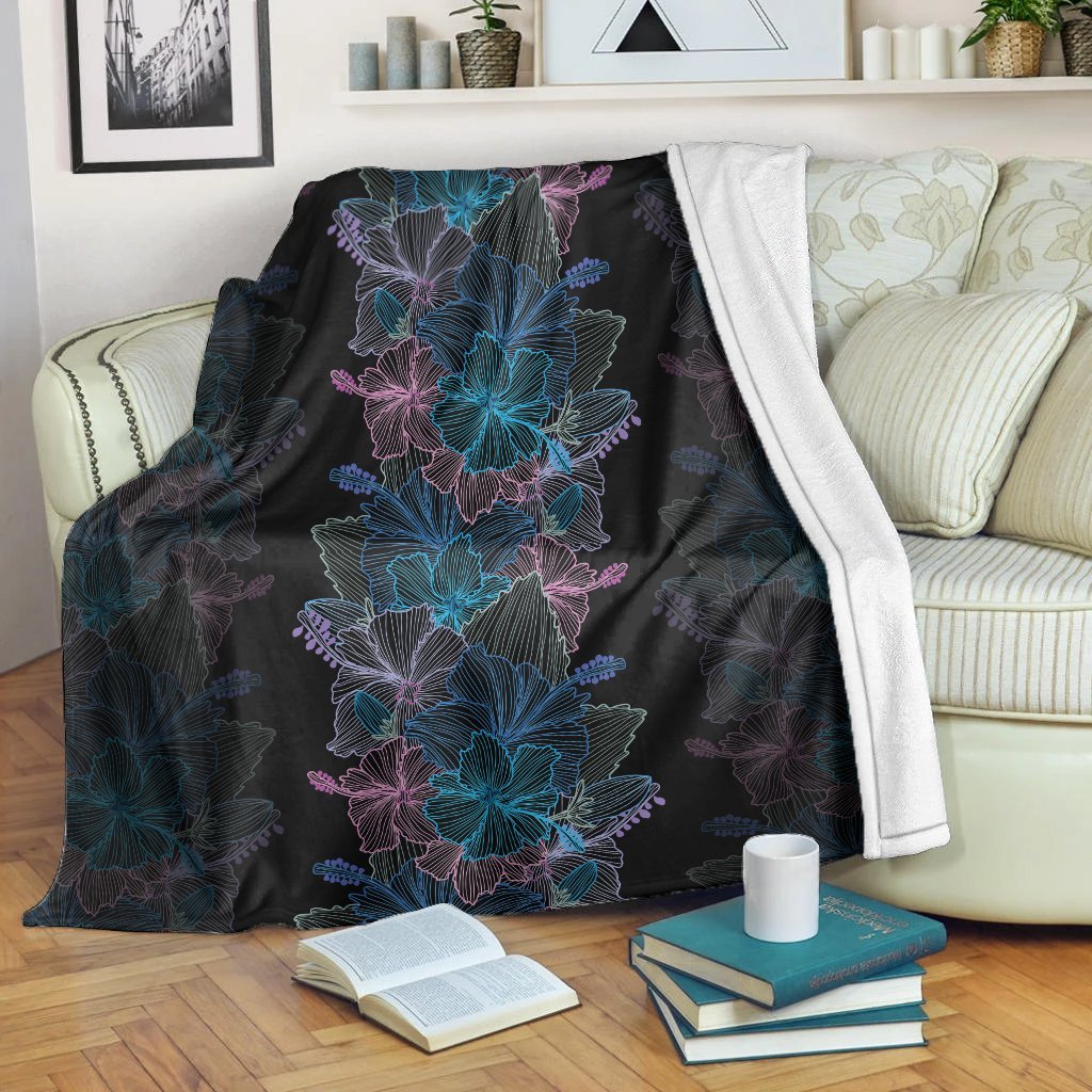 Hawaiian Hibiscus Full Color Polynesian Premium Blankets - AH White - Polynesian Pride
