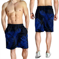 Hawaiian Hibiscus Memory Turtle Polynesian Men's Shorts Blue - AH - Polynesian Pride