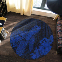 Hawaiian Hibiscus Memory Turtle Polynesian Round Carpet Blue - AH - Polynesian Pride