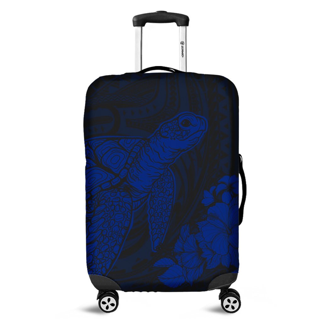 Hawaiian Hibiscus Memory Turtle Polynesian Luggage Covers Blue - AH Black - Polynesian Pride