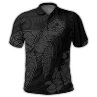 Hawaiian Hibiscus Memory Turtle Polynesian Polo Shirt Gray - Polynesian Pride