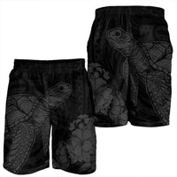 Hawaiian Hibiscus Memory Turtle Polynesian Men's Shorts Gray - AH - Polynesian Pride