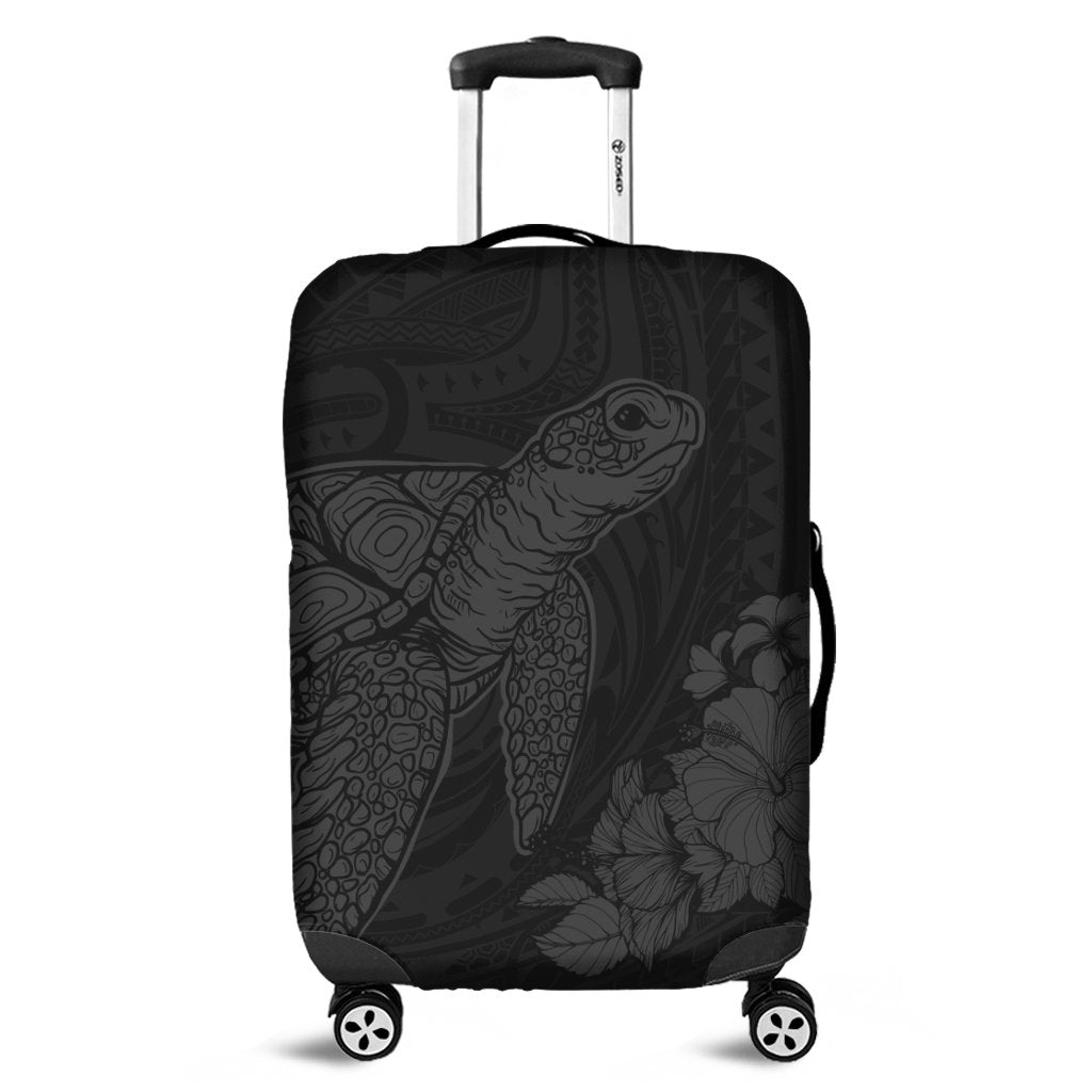 Hawaiian Hibiscus Memory Turtle Polynesian Luggage Covers Gray - AH Black - Polynesian Pride