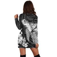Hawaiian Hibiscus Memory Turtle Polynesian Hoodie Dress White - AH - Polynesian Pride