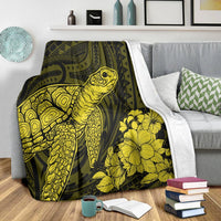 Hawaiian Hibiscus Memory Turtle Polynesian Premium Blankets Yellow - AH - Polynesian Pride