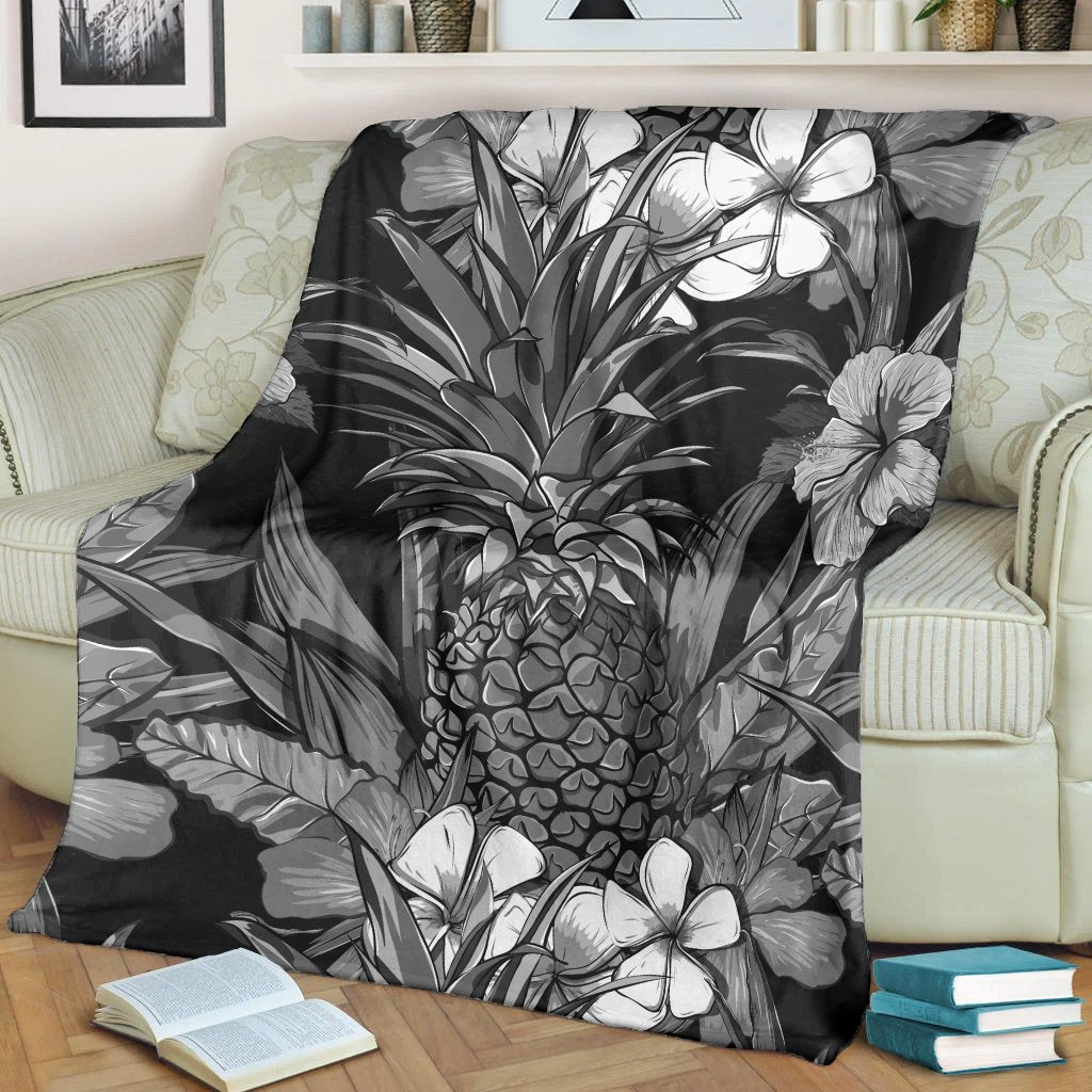 Hawaiian Hibiscus Plumeria And Pineapple Polynesian Premium Blankets - AH - Polynesian Pride