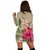 Hawaiian Hibiscus Plumeria Palm Leaves Lauhala Background Polynesian Hoodie Dress - AH - Polynesian Pride