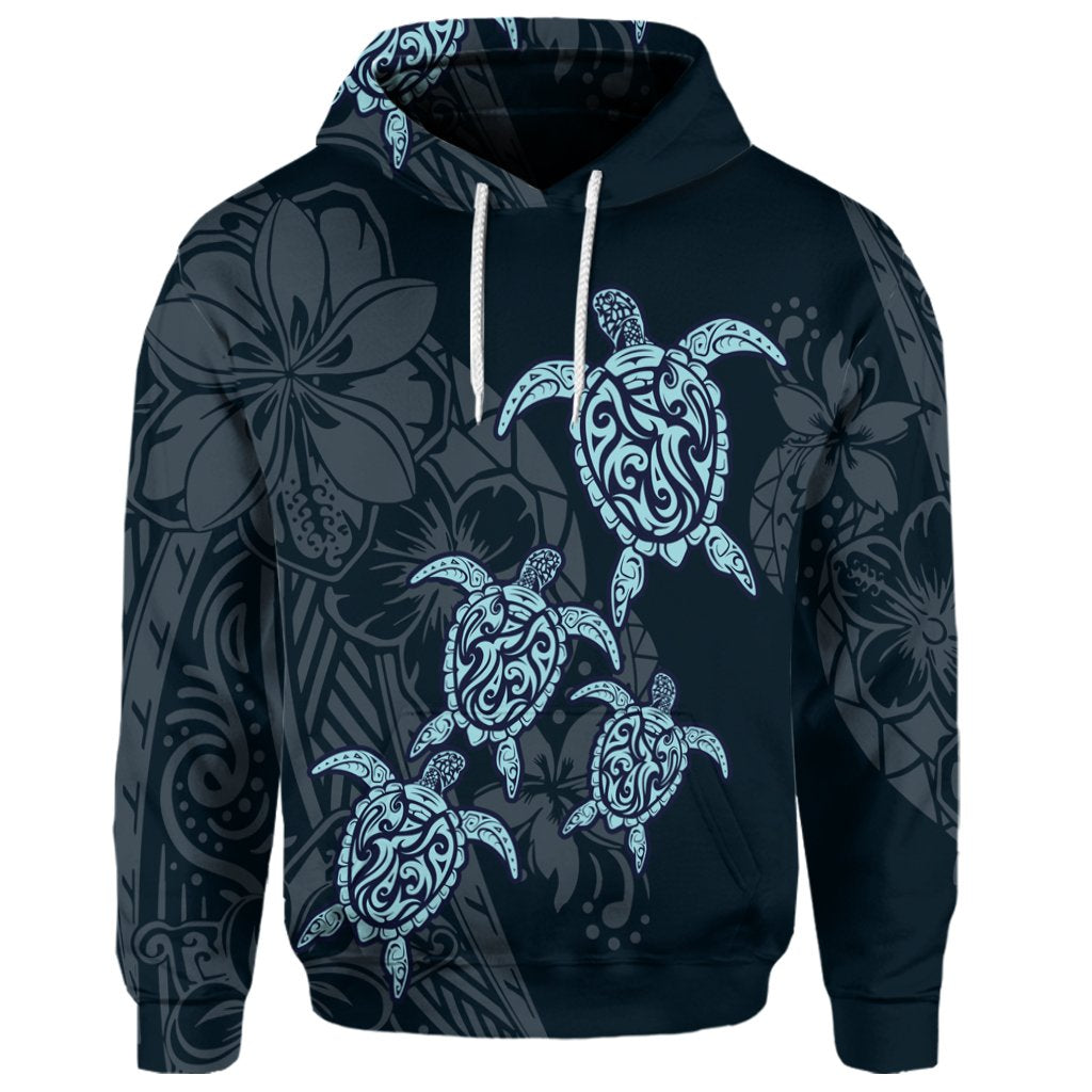 Custom Hawaiian Hibiscus Plumeria Sea Turtle Polynesian Hoodie - Polynesian Pride
