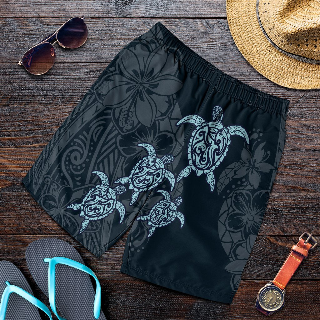 Hawaiian Hibiscus Plumeria Sea Turtle Polynesian Men's Shorts - AH Art - Polynesian Pride