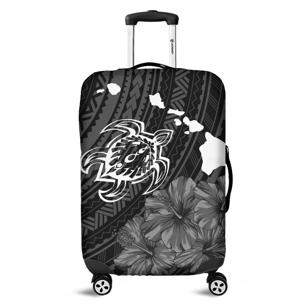 Hawaiian Hibiscus Sea Turtle Swim Polynesian Luggage Covers - AH Black - Polynesian Pride