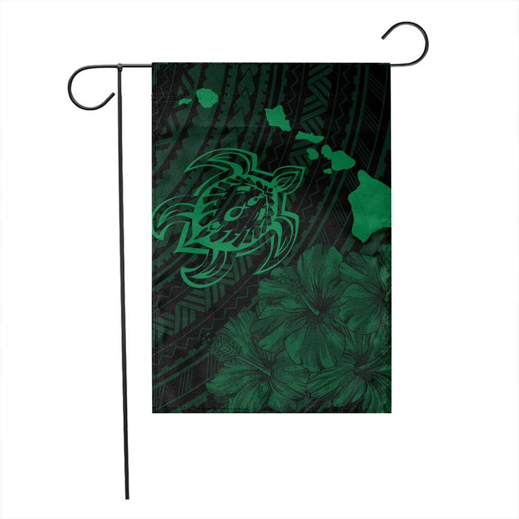 Hawaiian Hibiscus Sea Turtle Swim Polynesian Flag - Green - AH - Polynesian Pride