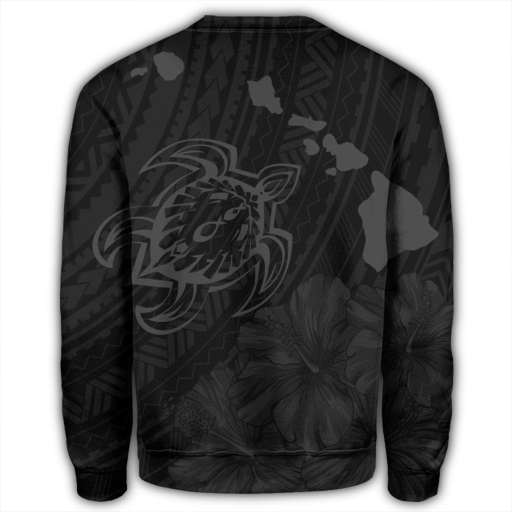 Hawaiian Hibiscus Sea Turtle Swim Polynesian Sweatshirt - Grey - AH - Polynesian Pride