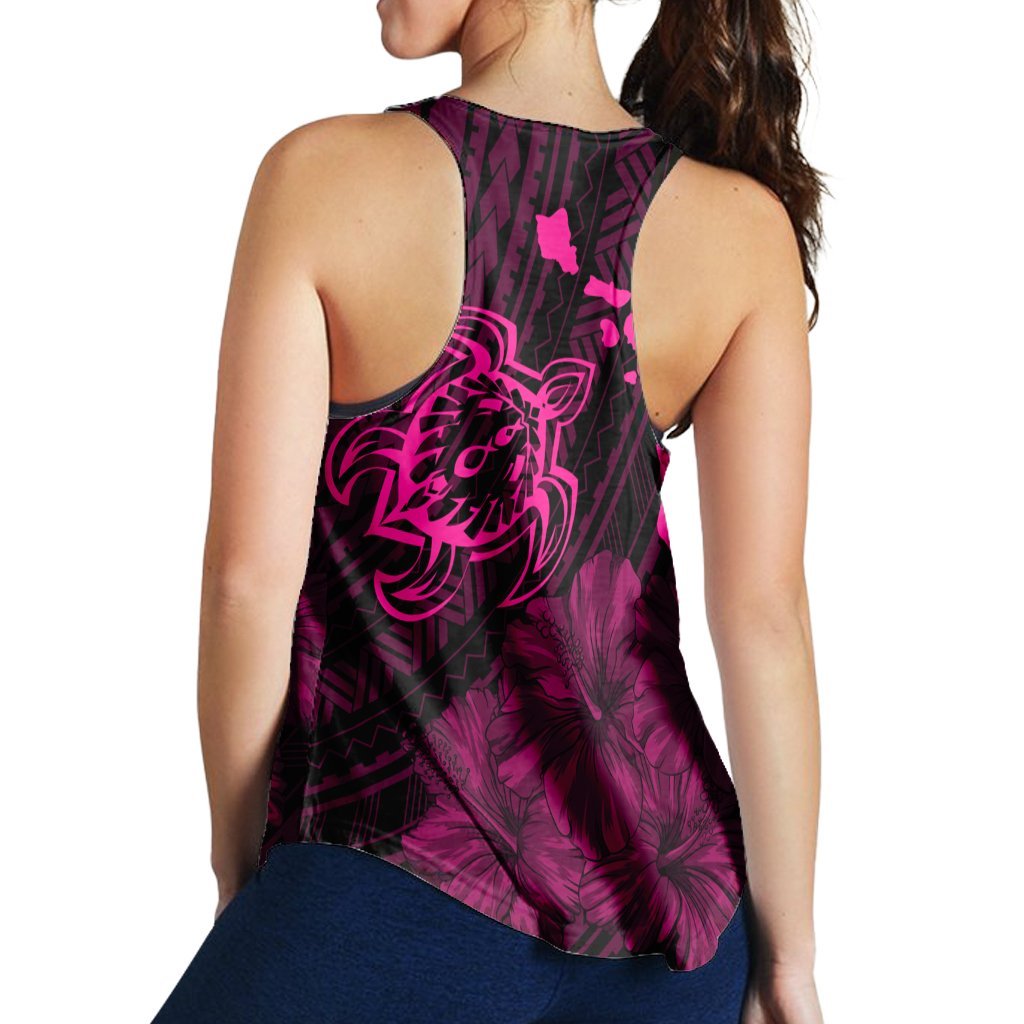 Hawaiian Hibiscus Sea Turtle Swim Polynesian Racerback Tank - Pink - AH - Polynesian Pride