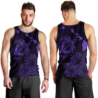 Hawaiian Hibiscus Sea Turtle Swim Polynesian Tank Top - Purple - AH - Polynesian Pride