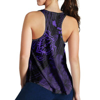 Hawaiian Hibiscus Sea Turtle Swim Polynesian Racerback Tank - Purple - AH - Polynesian Pride