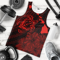 Hawaiian Hibiscus Sea Turtle Swim Polynesian Tank Top - Red - AH - Polynesian Pride