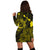 Hawaiian Hibiscus Sea Turtle Swim Polynesian Hoodie Dress - Yellow - AH - Polynesian Pride