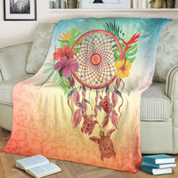 Hawaiian Hibiscus Strelitzia Flower Dreamcatcher Premium Blankets - AH - Polynesian Pride
