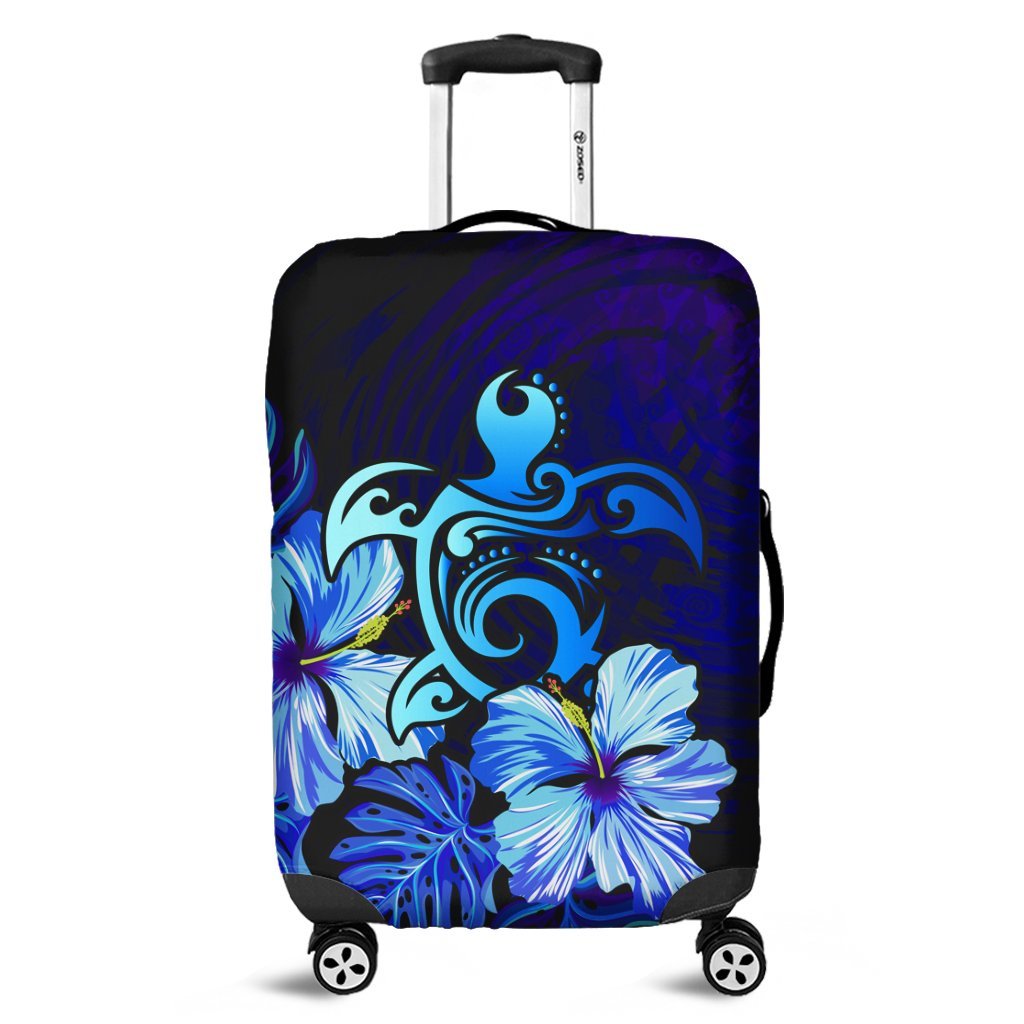 Hawaiian Hibiscus Tropical Deep Ocean Turtle Sea Luggage Covers - AH Black - Polynesian Pride