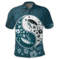 Hawaiian Hibiscus Turtle Polynesian Polo Shirt YinYang Style - Polynesian Pride