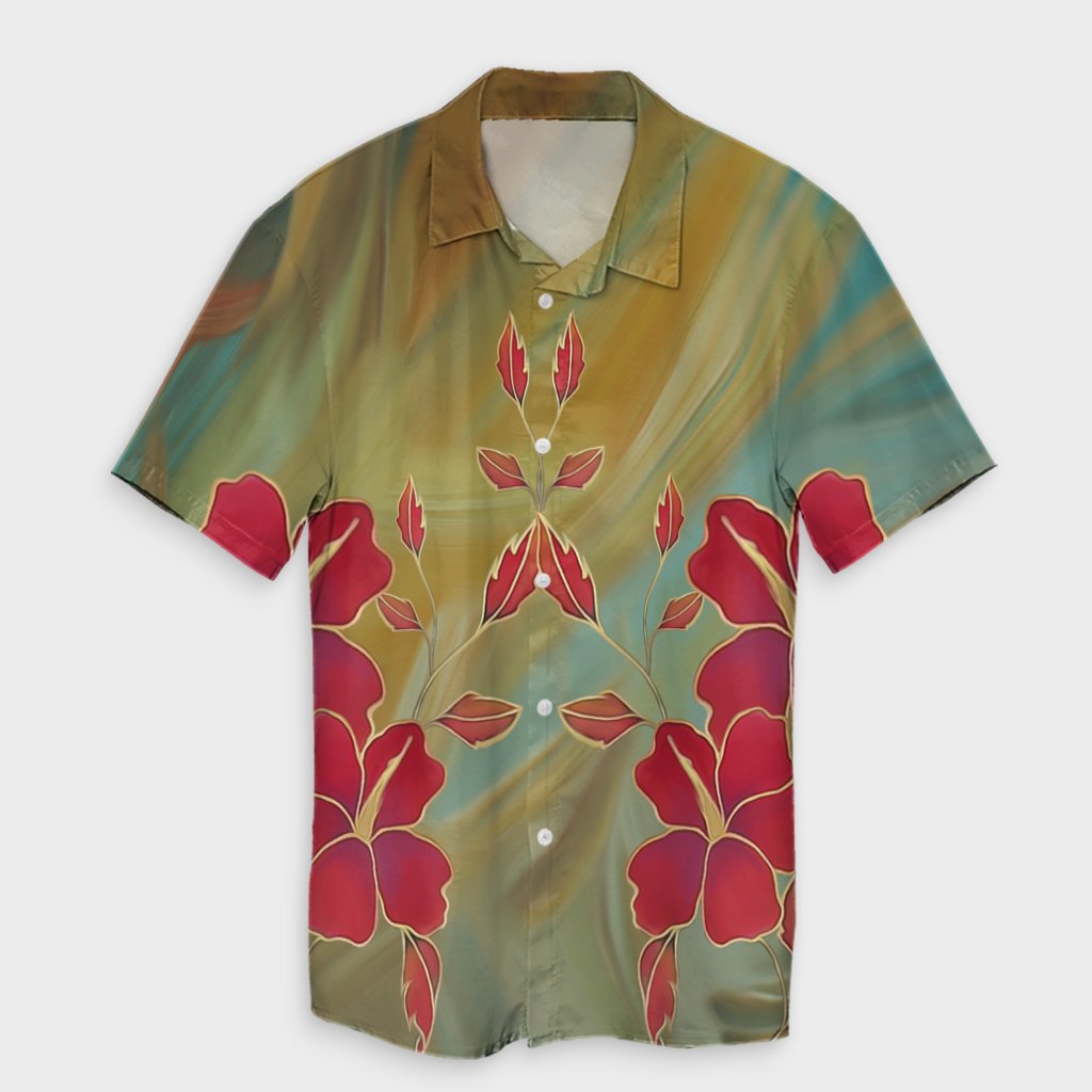 Hawaiian Hibiscus Water Color Hawaiian Shirt - AH Unisex Black - Polynesian Pride