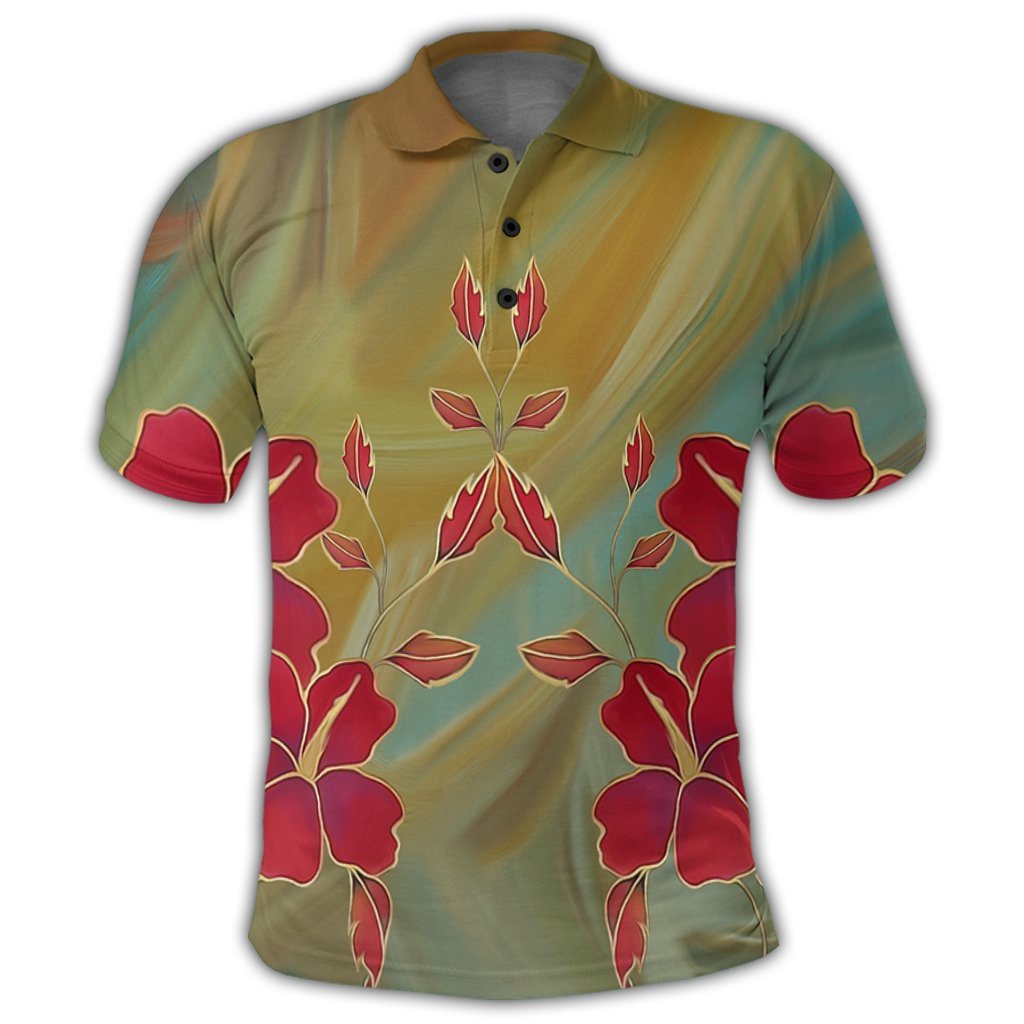 Hawaiian Hibiscus Water Color Polo Shirt - Polynesian Pride