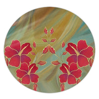 Hawaiian Hibiscus Water Color Round Carpet - AH Round Carpet Luxurious Plush - Polynesian Pride
