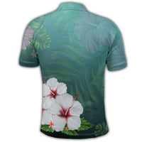 Hawaiian Hibiscus White Flower Gleeful Polo Shirt - Polynesian Pride