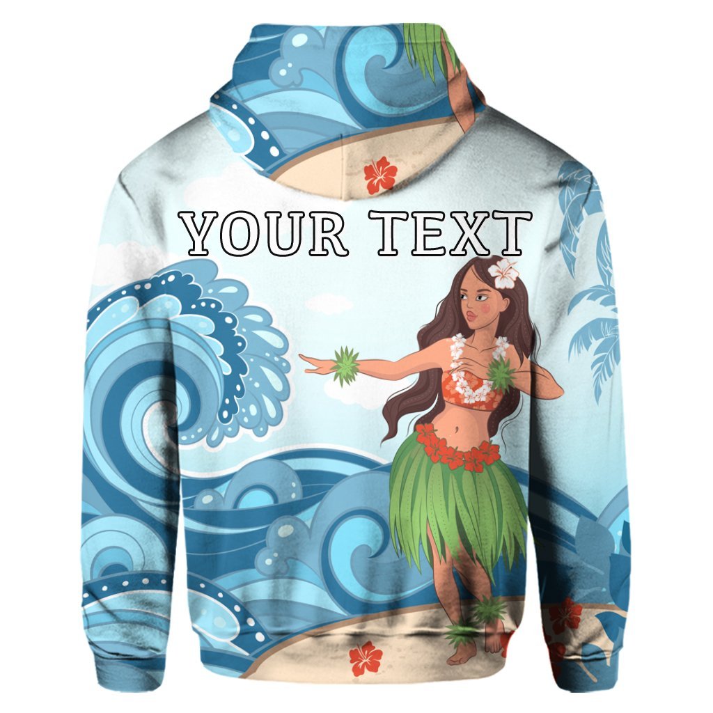 Custom Hawaiian Hula Dance Cartoon Hibiscus Wave Hoodie - Polynesian Pride
