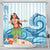 Hawaiian Hula Dance Cartoon Hibiscus Wave Shower Curtain - AH 177 x 172 (cm) Black - Polynesian Pride