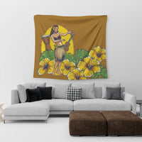 Hawaiian Hula Girl Monstera Hibiscus Polynesian Tapestry - AH - Polynesian Pride