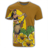 Hawaiian Hula Girl Monstera Hibiscus Polynesian T Shirt - Polynesian Pride
