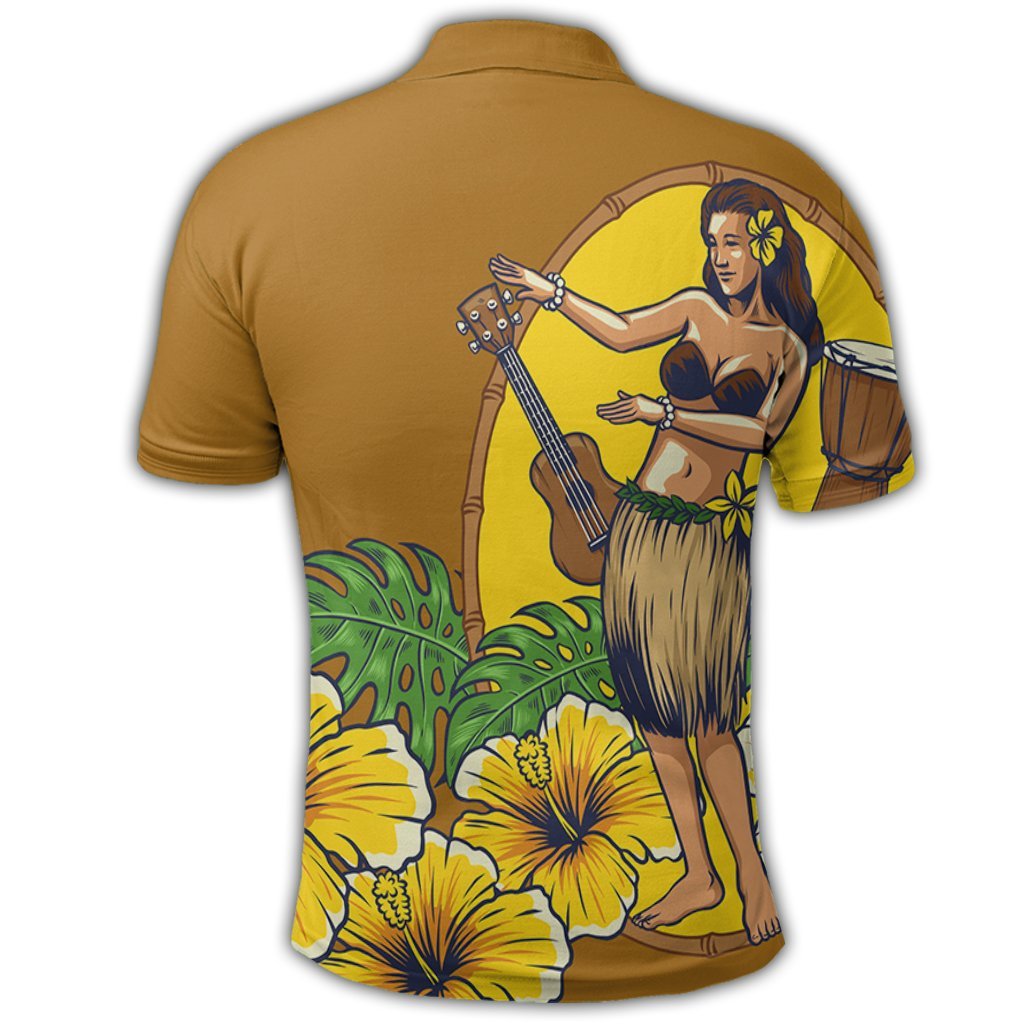 Hawaiian Hula Girl Monstera Hibiscus Polynesian Polo Shirt - Polynesian Pride