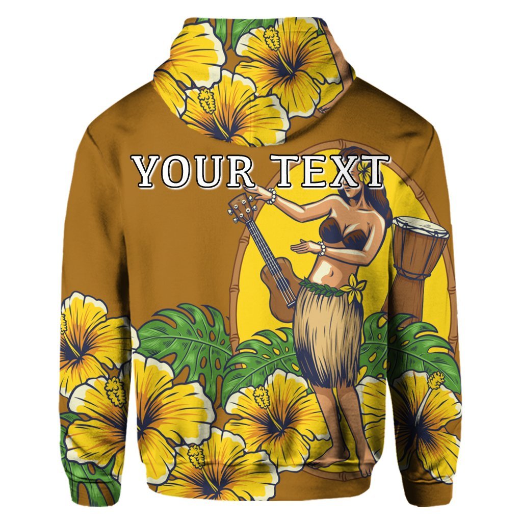 Custom Hawaiian Hula Girl Monstera Hibiscus Polynesian Hoodie - Polynesian Pride