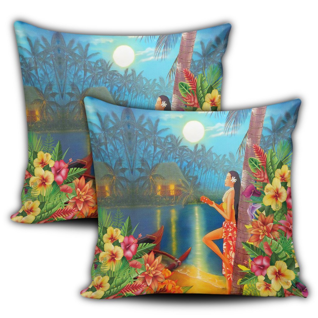 Hawaiian Hula Girl Sing In Aboriginal Village Aat Night Pillow Covers - AH - Polynesian Pride