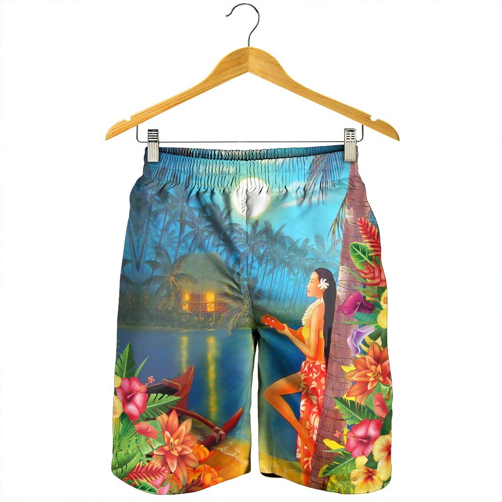 Hawaiian Hula Girl Sing In Aboriginal Village Aat Night Men's Shorts - AH - Polynesian Pride